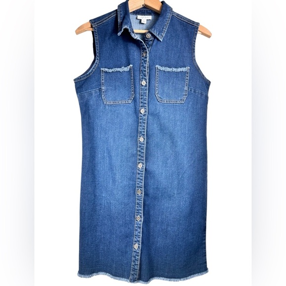 Style & Co. sleeveless denim shirt dress, Size 10, button front, relaxed fit - Picture 1 of 7
